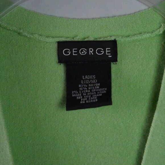 George Woman's Size L (12/14) Green Lightweight Button Up Cardigan 3/4 Sleeve - Picture 3 of 11